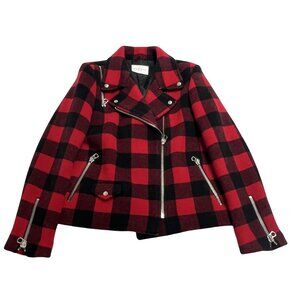 Sandro Paris Minds Asymmetrical Jacket in Red Black
